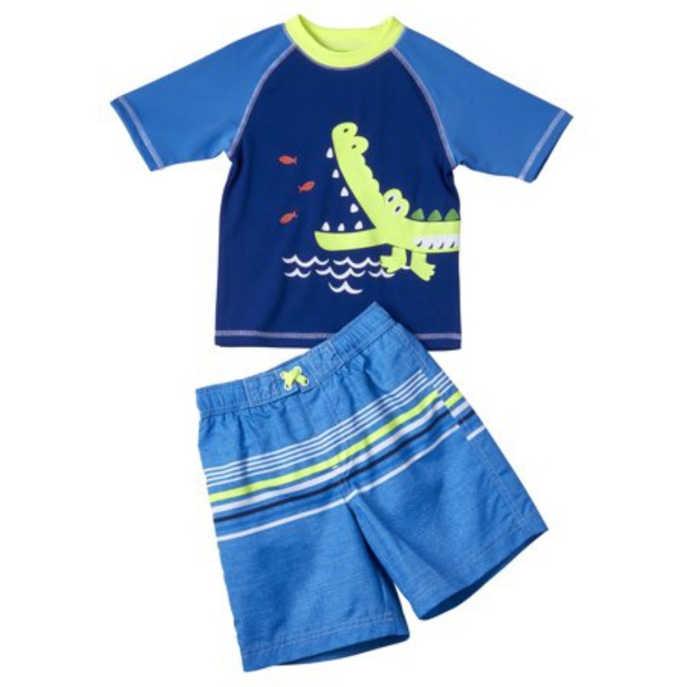 NWT alligator rashguard and swim trunks set
